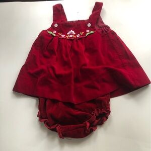 Kids vintage Red Embroidered velvet Dress